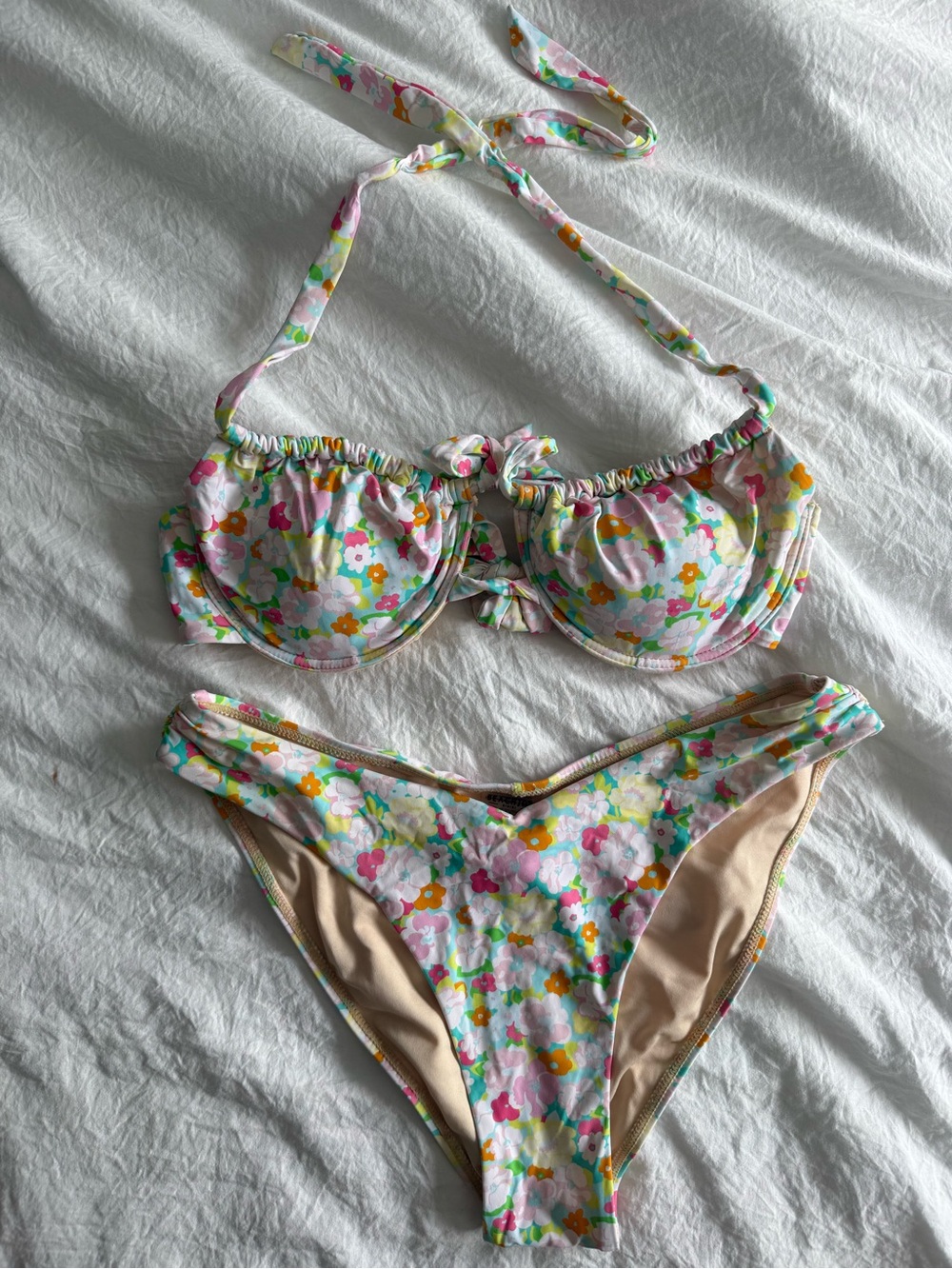 Floral Underwire Halter Bikini Set